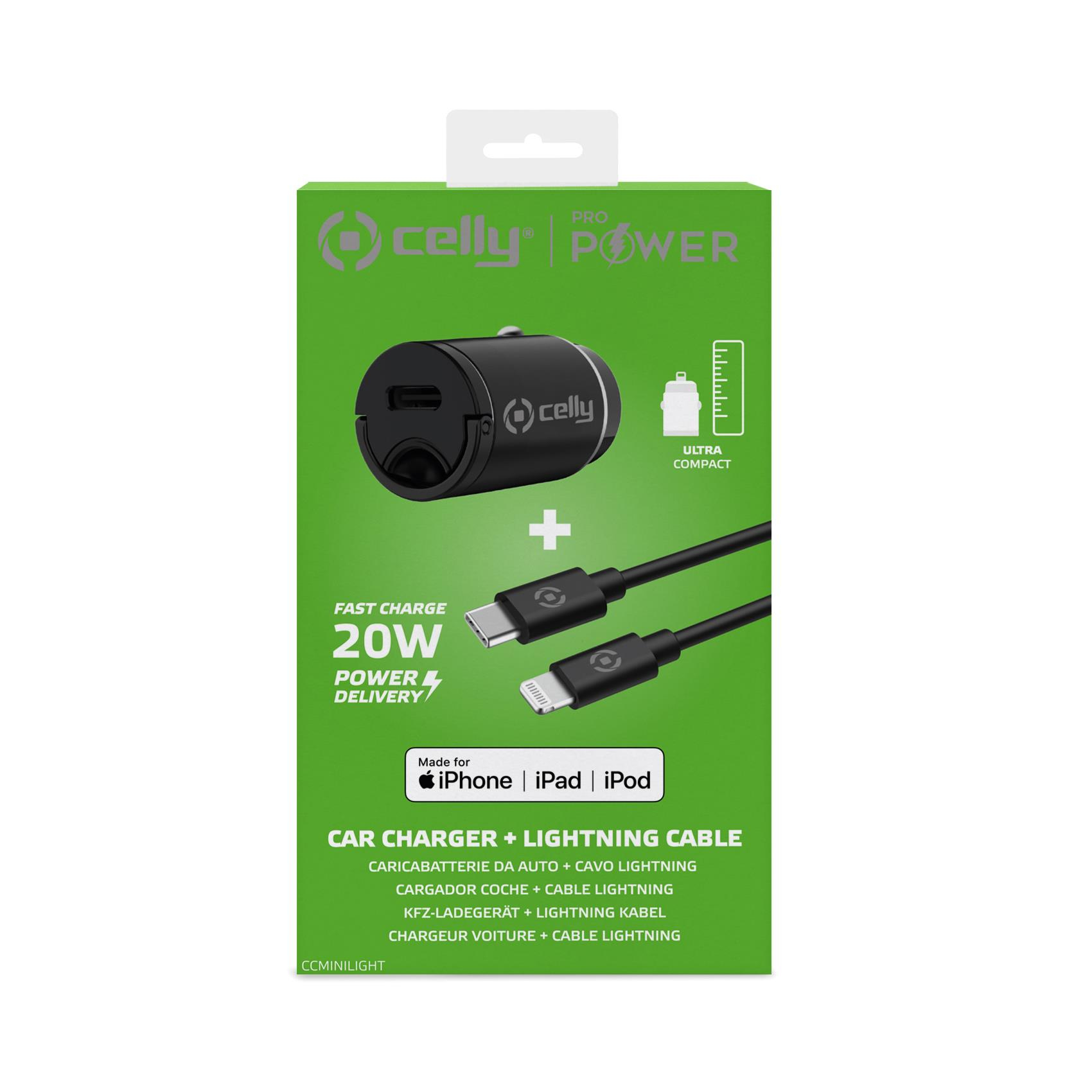 Resim Celly CCMINILIGHT Araç Şarj Cihazı - USB Type-C, Siyah