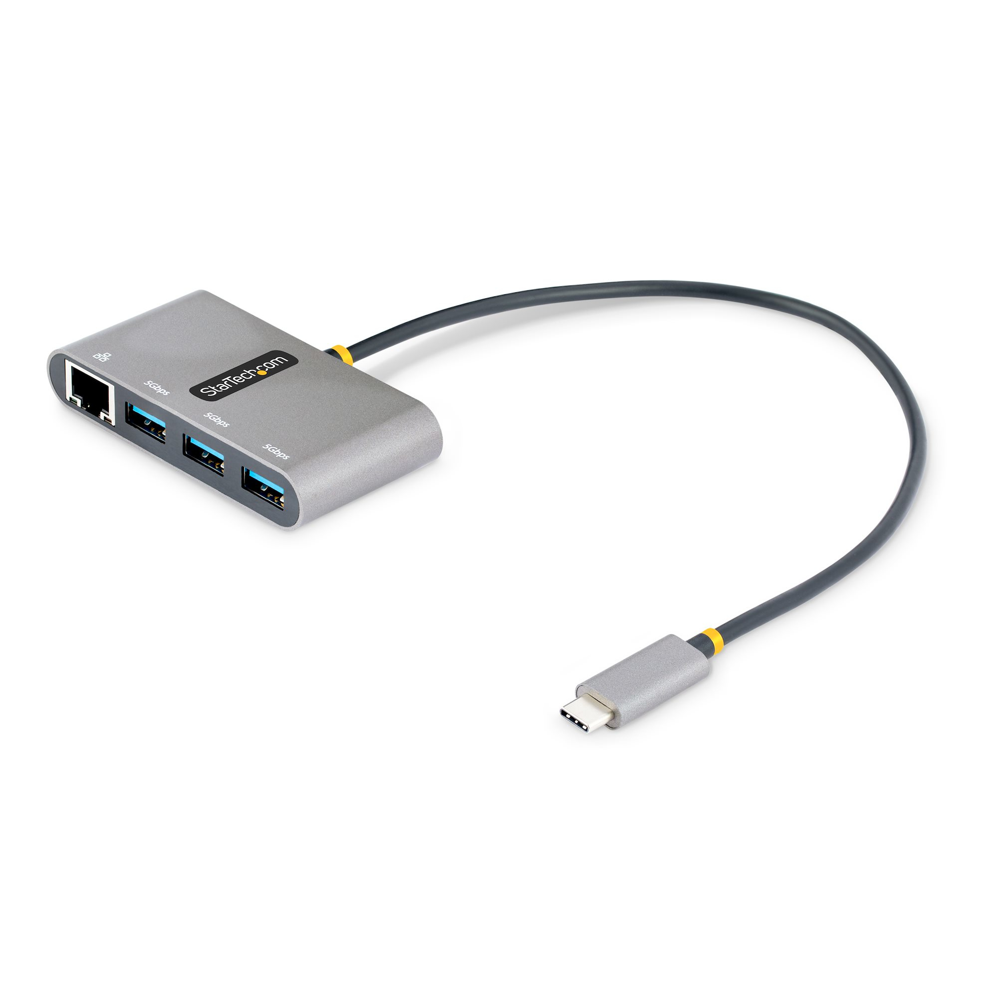 StarTech.com USB-C-hubb med 3 portar och Ethernet - 3x USB-A - Gigabit Ethernet - USB 3.0 5Gbps - bussdriven - 30 cm lång USB Type-C-värdkabel - GbE - Bärbar USB-C- till USB-A-hubb