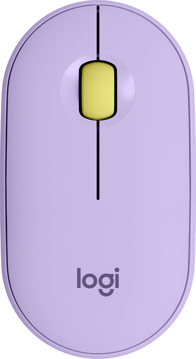 Mouse logitech pebble m350 inalámbrico silencioso 1000dpi color lavender limonade