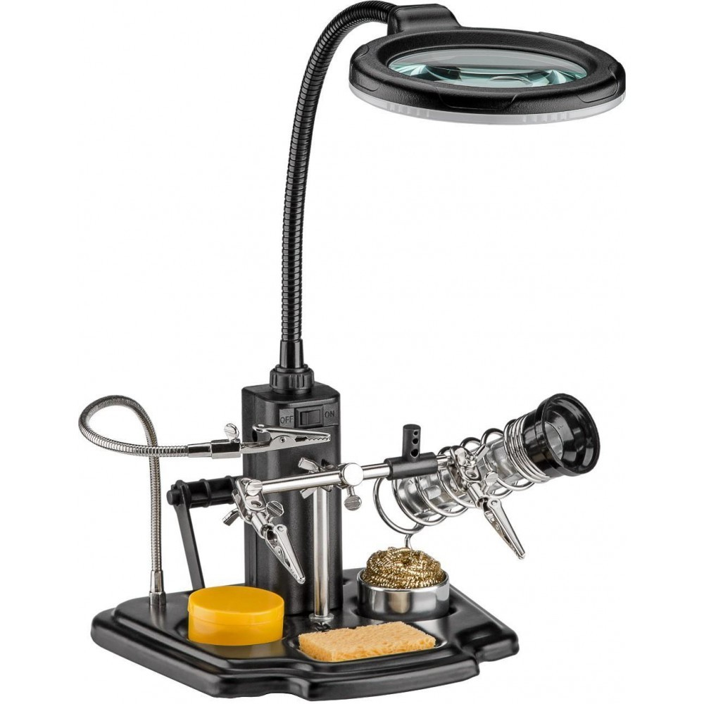 صورة مصباح تكبير Techly I-TOOL-SD-241TY بإضاءة LED، تكبير 3x، عدسة 9 سم، أسود