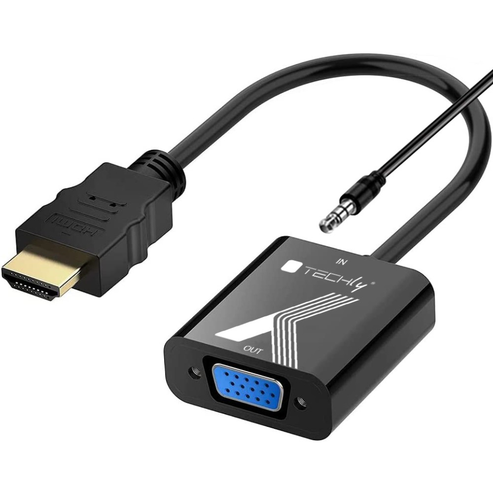 Techly Convertitore e Adattatore da HDMI a VGA con Audio 3,5mm
