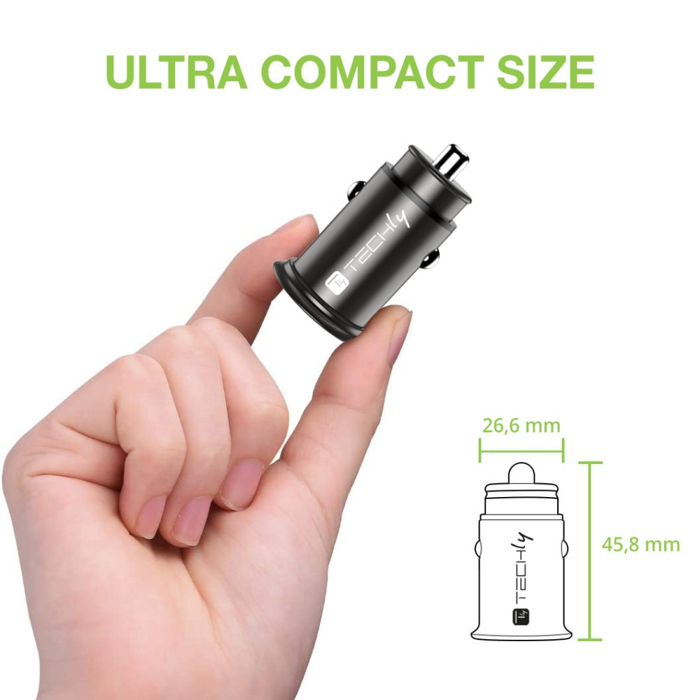 Techly Autoladegerät 5V 2p USB A USBC 38W