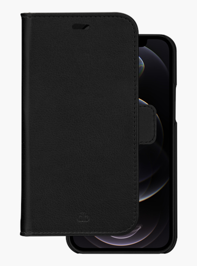 dbramante1928 Stockholm - Flip cover for mobile phone - polyurethane (PU), plastic - black - for Apple iPhone 12, 12 Pro