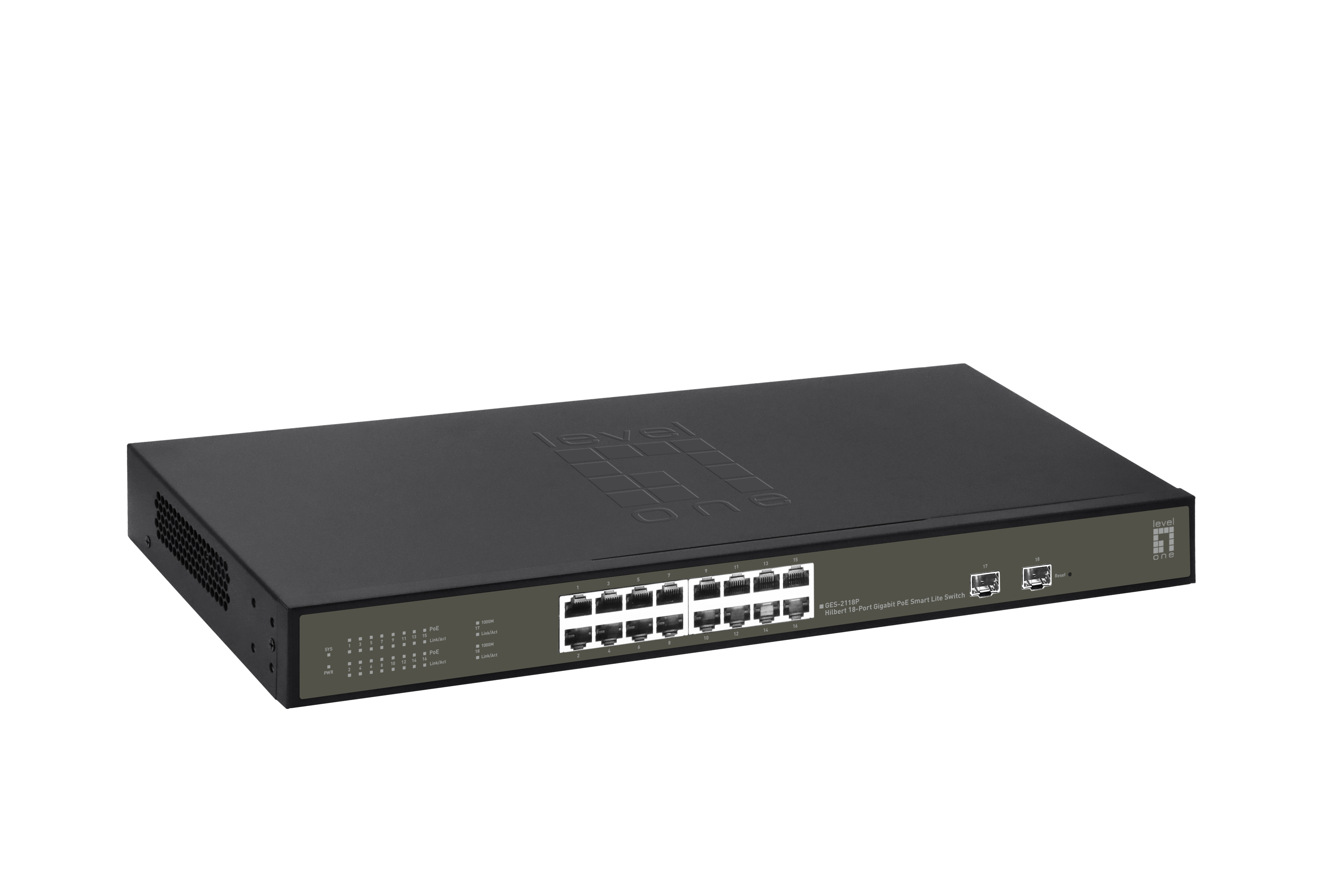 LevelOne PoE+Switch 16xGE PoE/2xSFP      230W Metall managed Switche