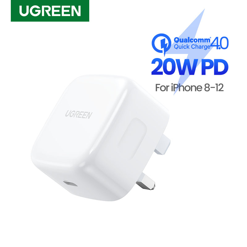 Ugreen USB-C 20W PD Snel Oplader UK plug Telefono cellulare AC Interno