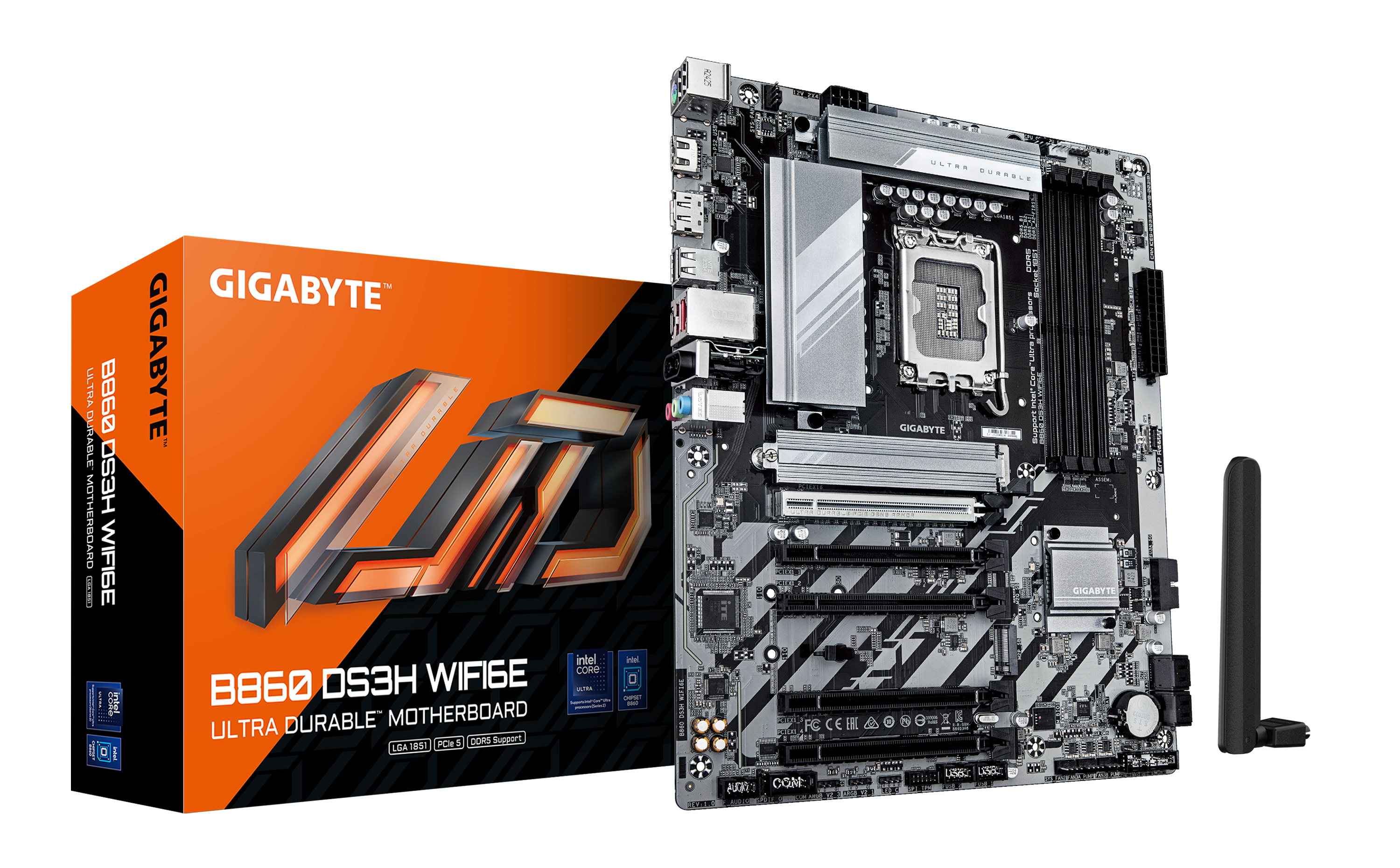 GIGABYTE B860 DS3H WIFI6E Scheda madre - CPU Intel Core Ultra VRM a 8122 fasi fino a 9066MHz DDR5 1xPCIe 5.0 1xPCIe 4.0 M.2 LAN