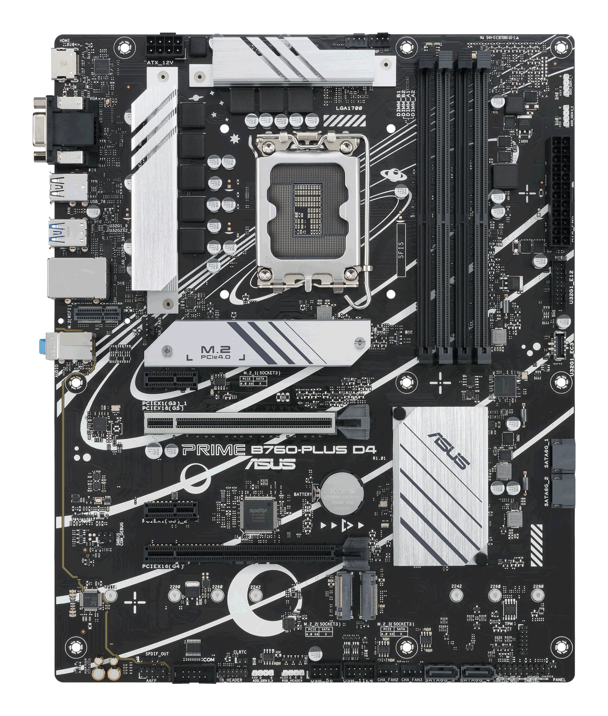ASUS PRIME B760-PLUS D4 - Motherboard - ATX - LGA1700 Socket - B760 Chipset - USB-C 3.2 Gen 2x2, USB-C 3.2 Gen 1, USB 3.2 Gen 2, USB 3.2 Gen 1, USB4 - 2.5 Gigabit LAN - onboard graphics (CPU required) - HD Audio (8-channel)