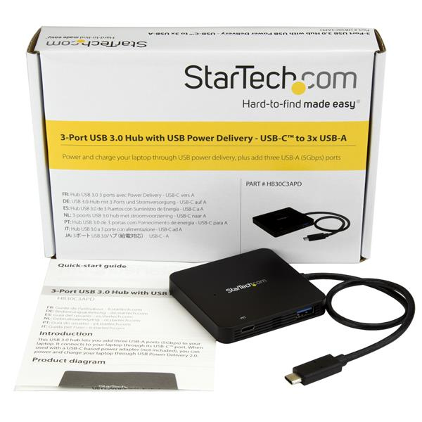 StarTech.com 3-Port USB-C Hub with Power Delivery - USB-C to 3x USB-A - USB 3.0 Hub – image 6