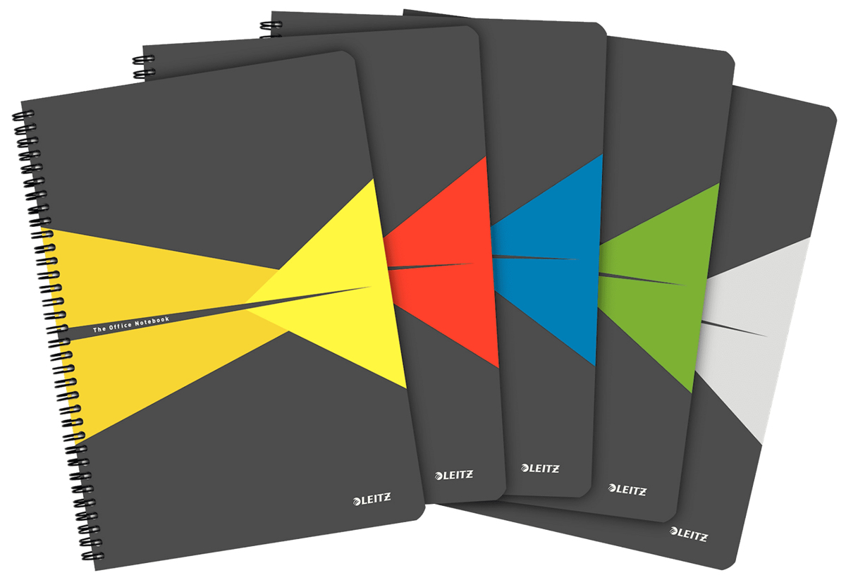 Leitz 44960099 A4 Geometrik Desenli Defter, 90 Yaprak, 90 g/m², Sert Kapak, Karışık Renkler