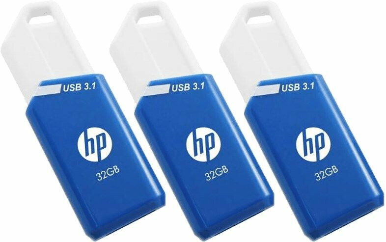 HP x755w Triple Pack USB flash drive 32 GB USB Type-A 3.2 Gen 1 (3.1 Gen 1) Blue, White