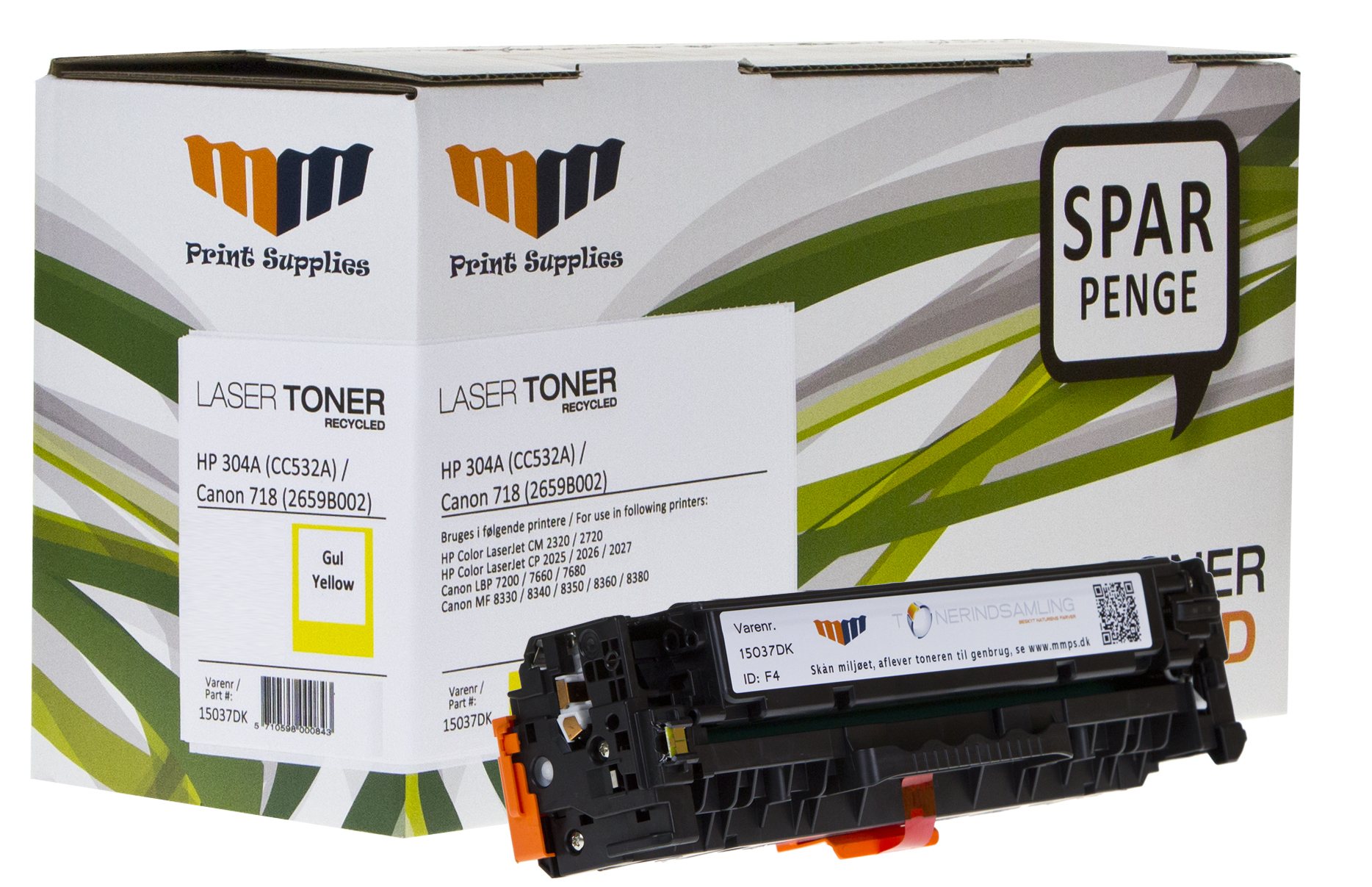 MM Yellow Laser Toner - HP CC532A / Canon 718Y (2659B002) - For HP Color LaserJet / Canon LBP & MF – image 1