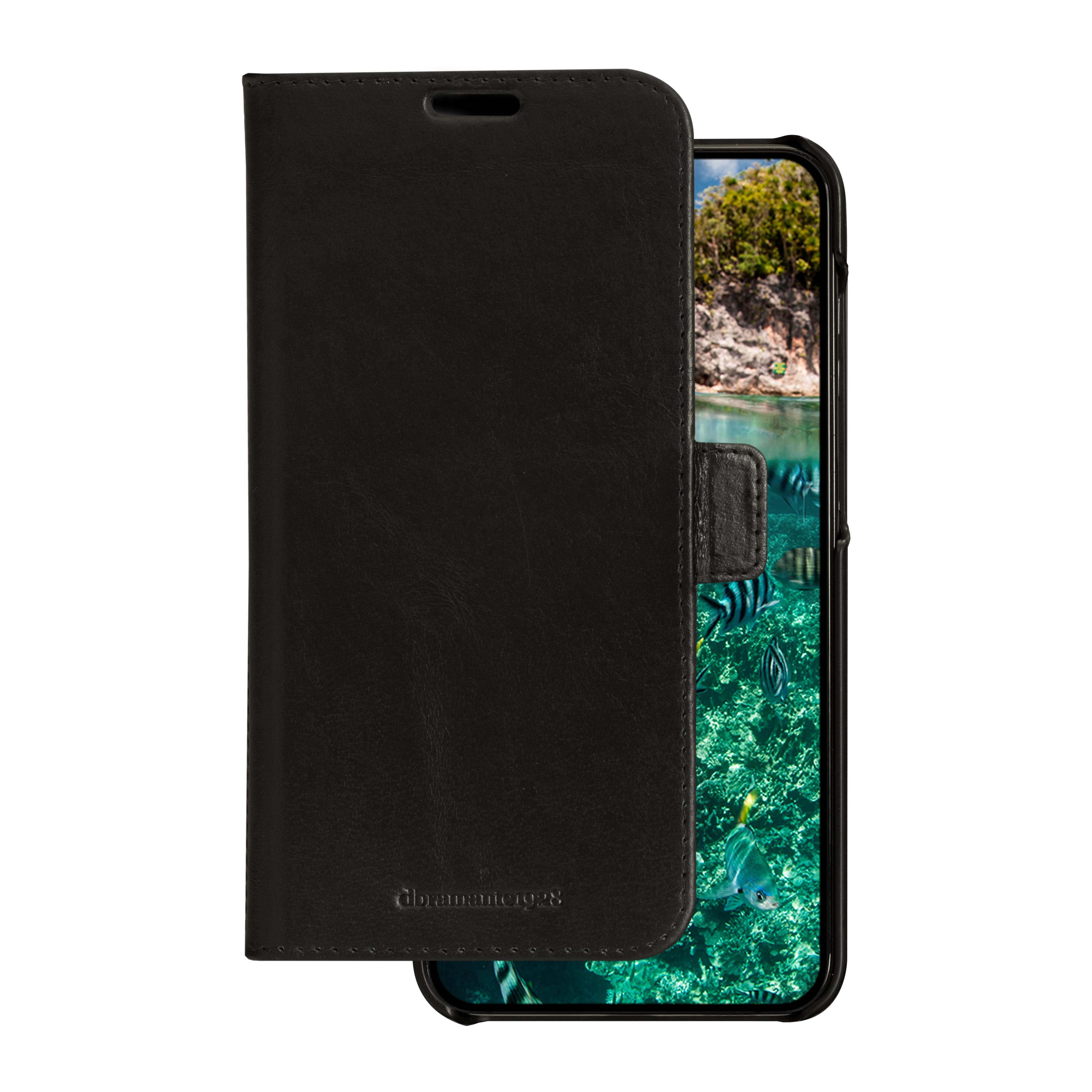 dbramante1928 Lynge - Flip cover for mobile phone - pebbled full-grain sustainable leather - black - for Samsung Galaxy S23+