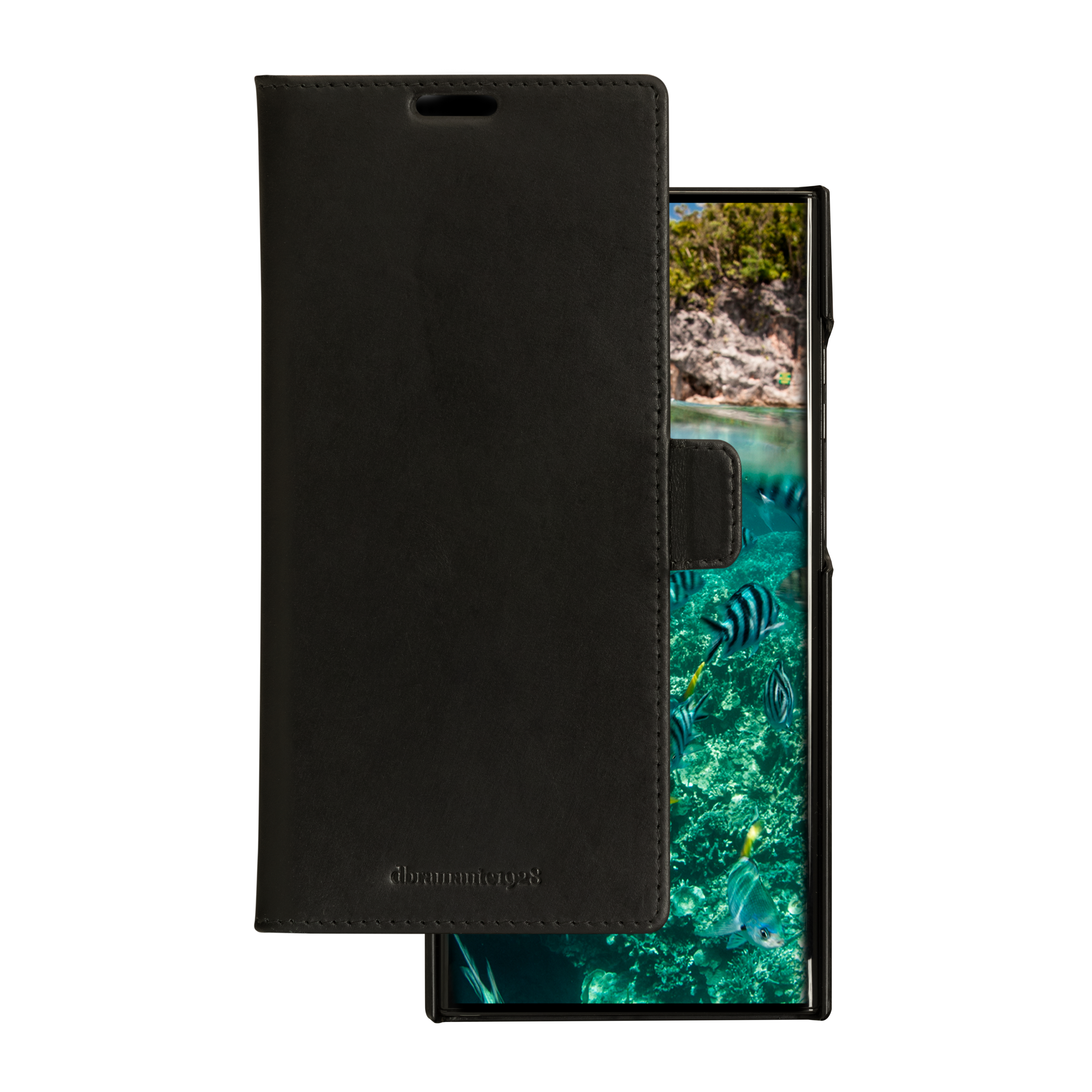 dbramante1928 Lynge - Flip cover for mobile phone - pebbled full-grain sustainable leather - black - for Samsung Galaxy S23 Ultra
