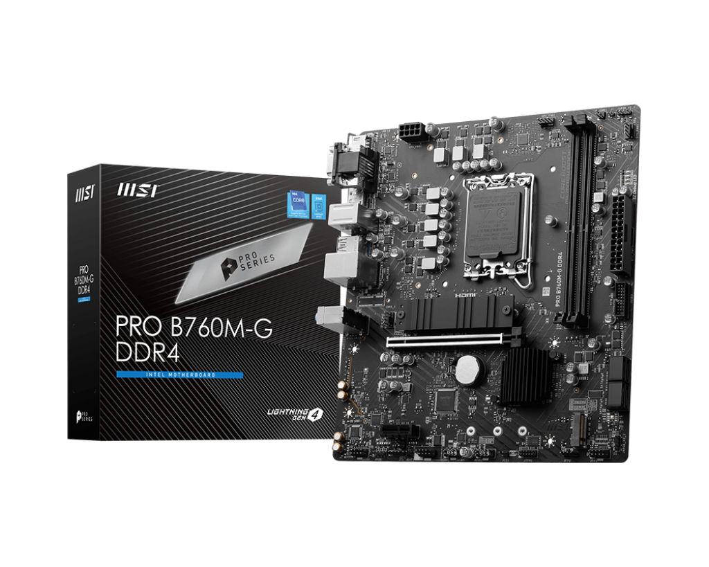 Tarjeta Madre MSI PRO B760M-G - Socket 1700 - 2xDDR5 - 4800/5800(OC)/6400+(OC)MHz - HDMI - DisplayPort - VGA - Micro ATX - PRO B760M-G