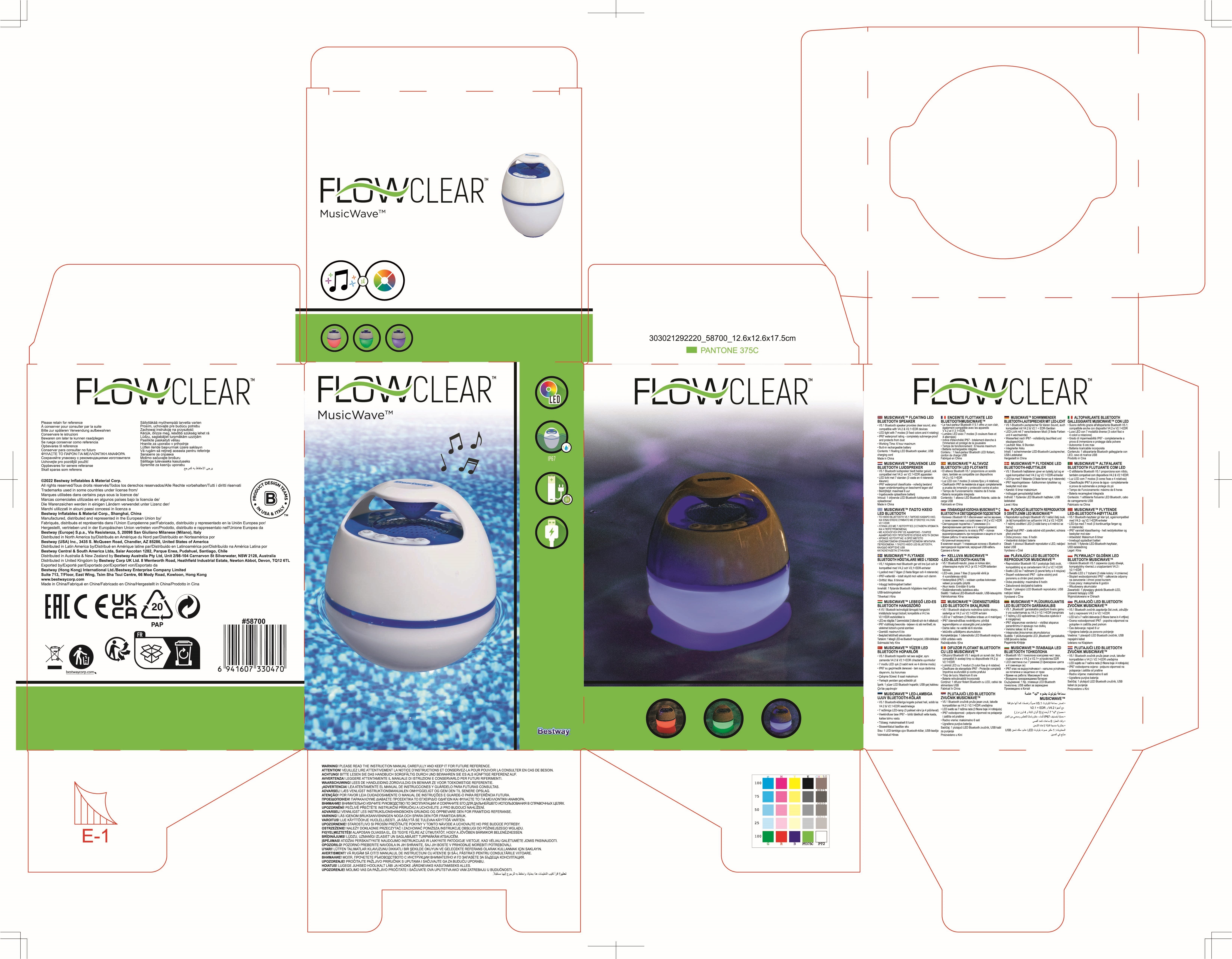 Bestway Flowclear MusicWave Floating LED Bluetooth Speaker image 29
