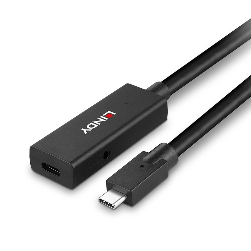صورة كيبل توسعة USB-C اكتيف ليندي 43364 USB 3.2 Gen 2 بطول 5 أمتار أسود