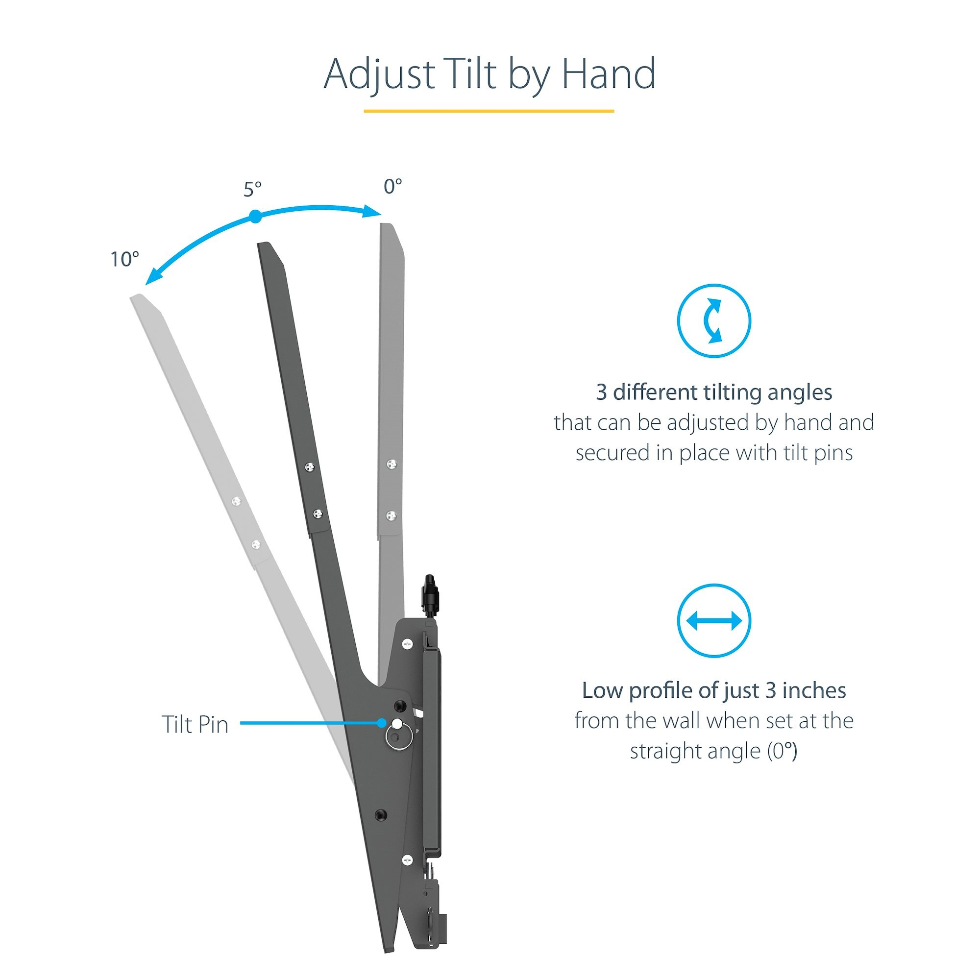 StarTech.com Portrait/Vertical TV Wall Mount - Heavy Duty TV Wall Mount - 40-55" VESA Display (110lb/50kg)- Tilting Low Profile Television Digital Signage Mount – image 8