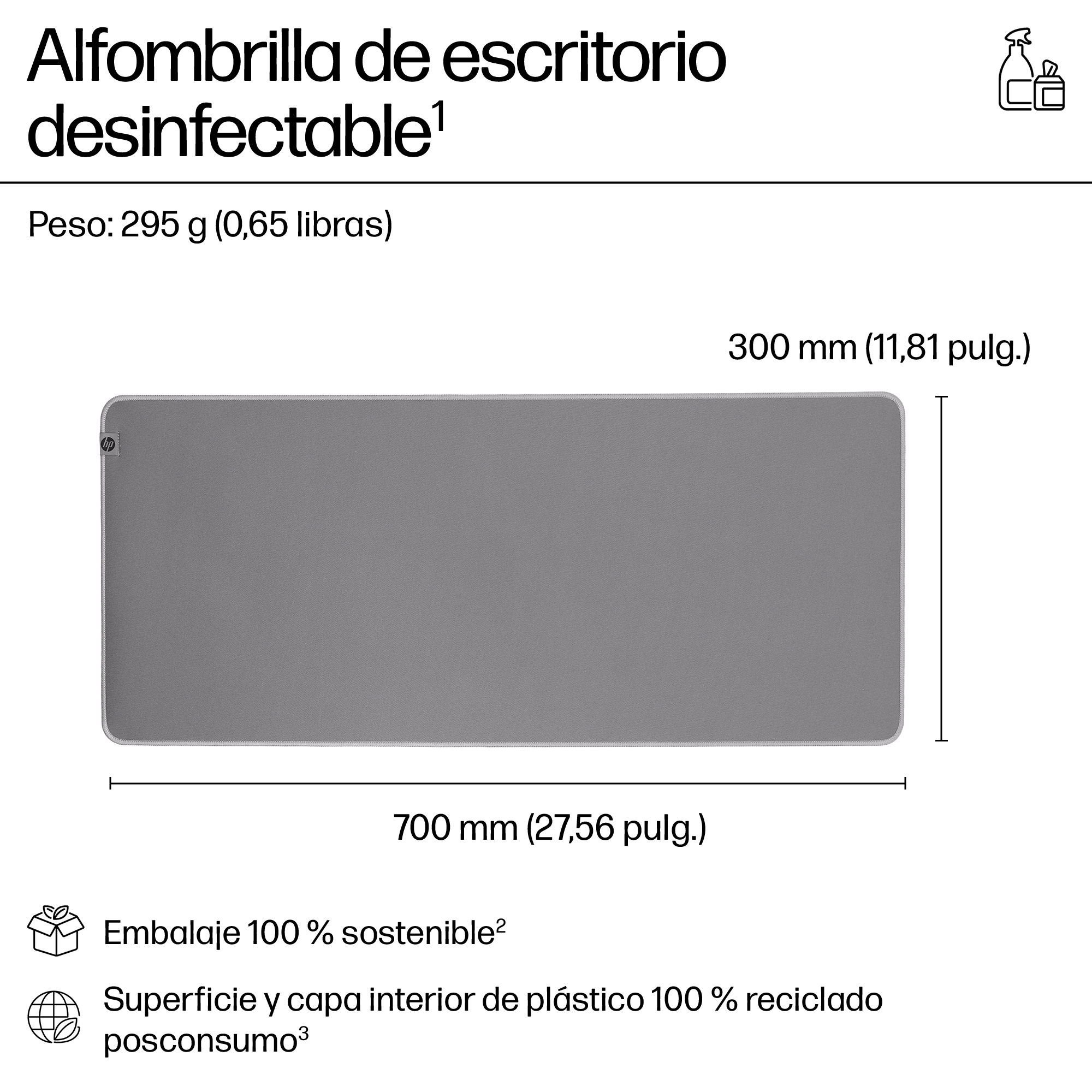 HP Alfombrilla de escritorio desinfectable con vista frontal