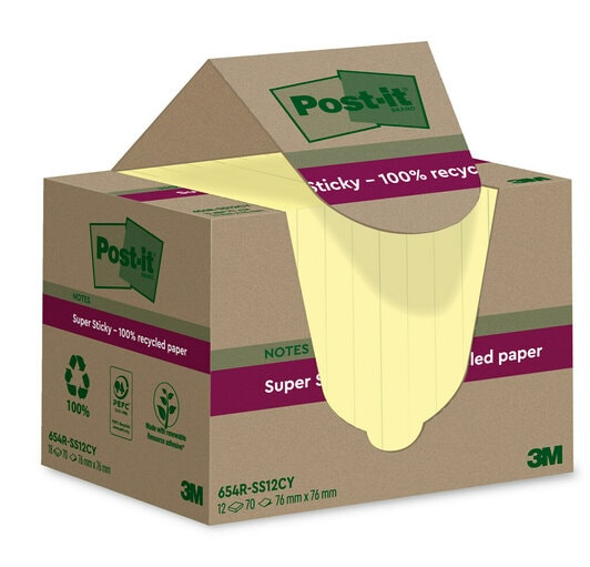 3M 7100284981 ملاحظات لاصقة مربعة صفراء، 76 مم × 76 مم، 12 عبوة