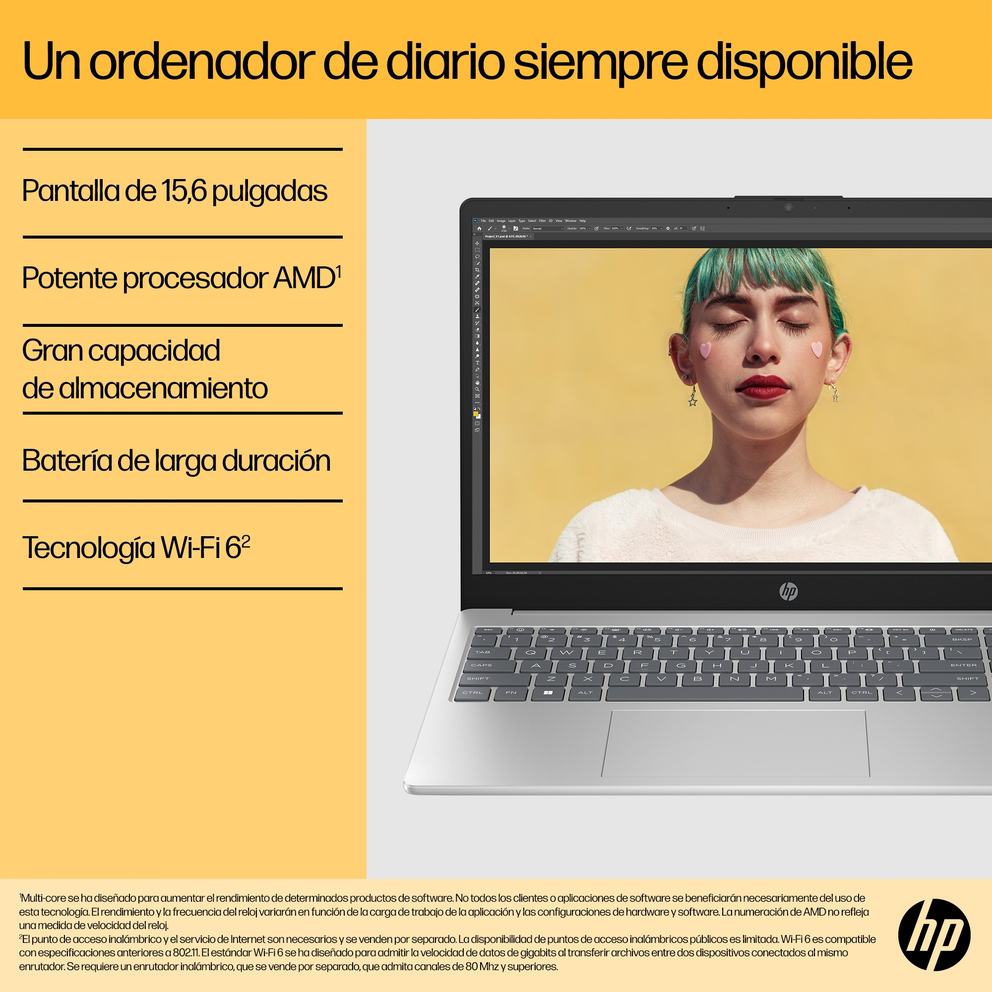 Portátil - HP 15-fc0189ns, 15.6" Full-HD, AMD Ryzen™ 5 7520U, 16 GB RAM, 512 SSD, Radeon™ 610M, Windows 11 Home, Blanco diamante - imagen 5