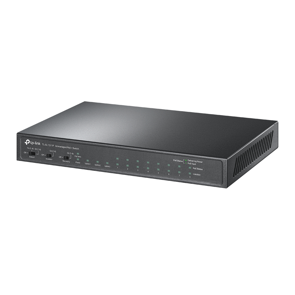TP-Link TL-SL1311P V1.6 - Switch - unmanaged - 8 x 10/100 (PoE+) + 2 x 10/100/1000 + 1 x 1000Base-X SFP - rack-mountable (65 W)