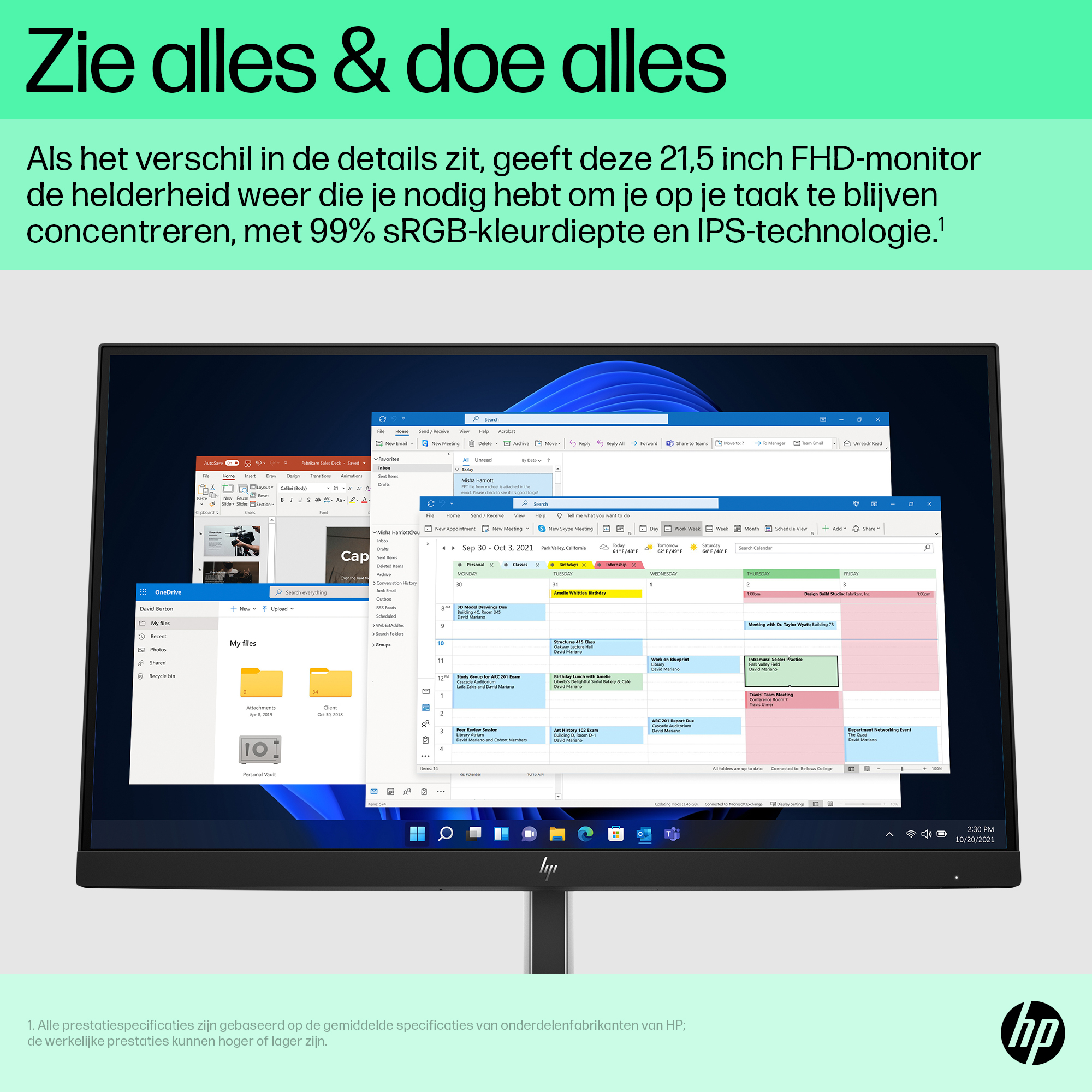 HP E-Series E22 G5 FHD Monitor. Display diagonal: 54.6 cm (21.5"), HD type: Full HD, Display technology: LCD, Display surf