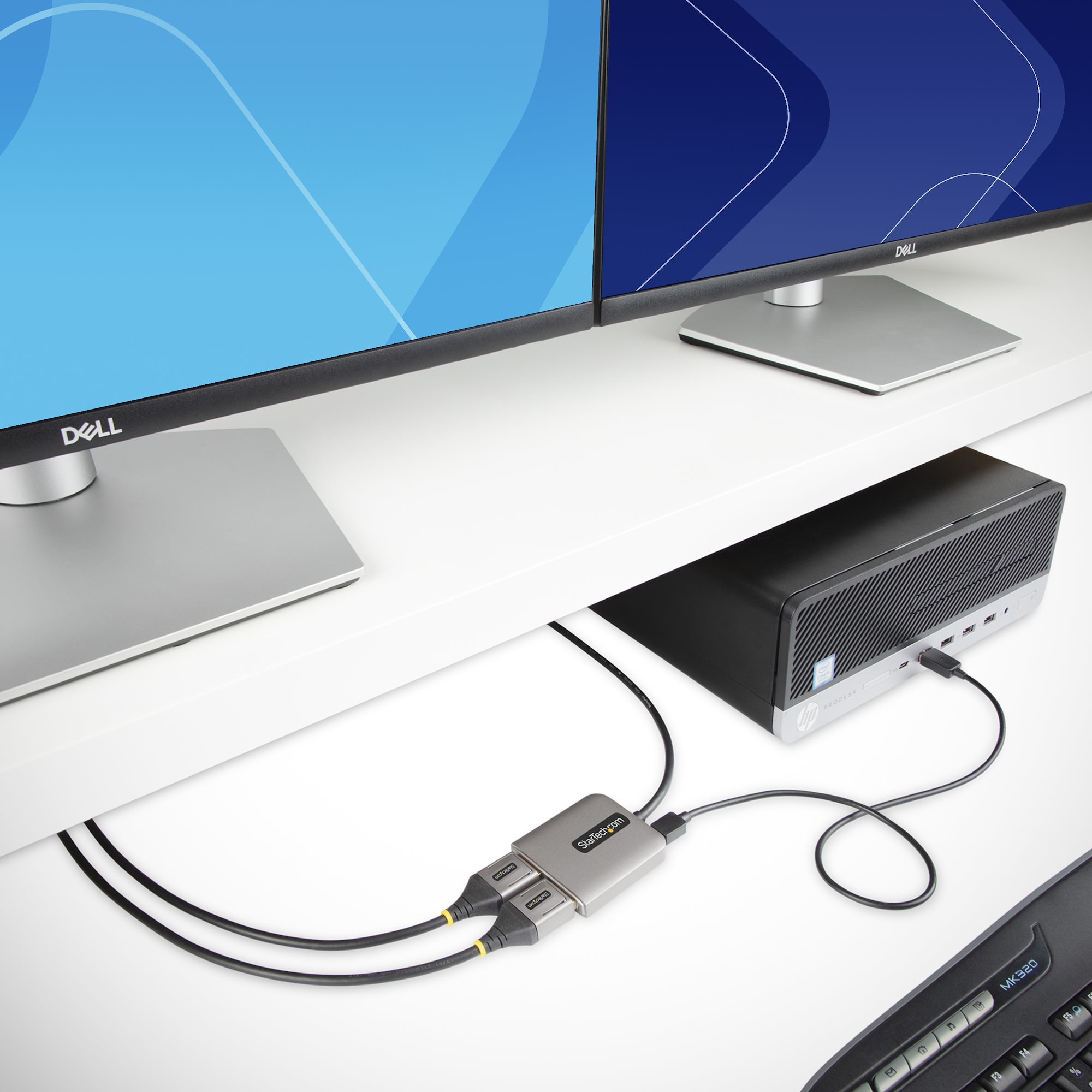 Resim StarTech.com MST14DP122DP 1ft DisplayPort MST Hub, DP 1.4 - 2x DVI Adaptör, 4K 60Hz, USB Güçlü