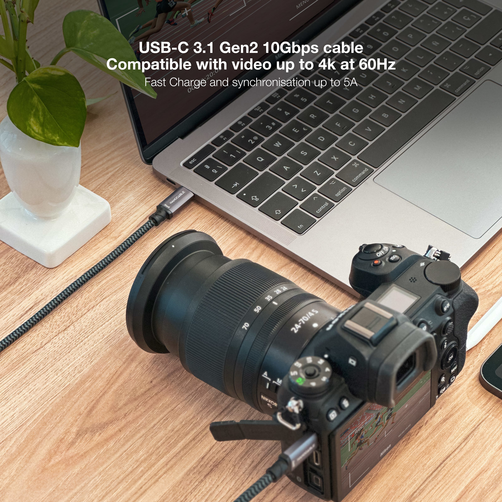 Resim Nanocable 10.01.4102-COMB USB-C - USB-C 3.2 Gen 2 Kablo, 10 Gbps, 100W PD, 2m, Siyah/Gri