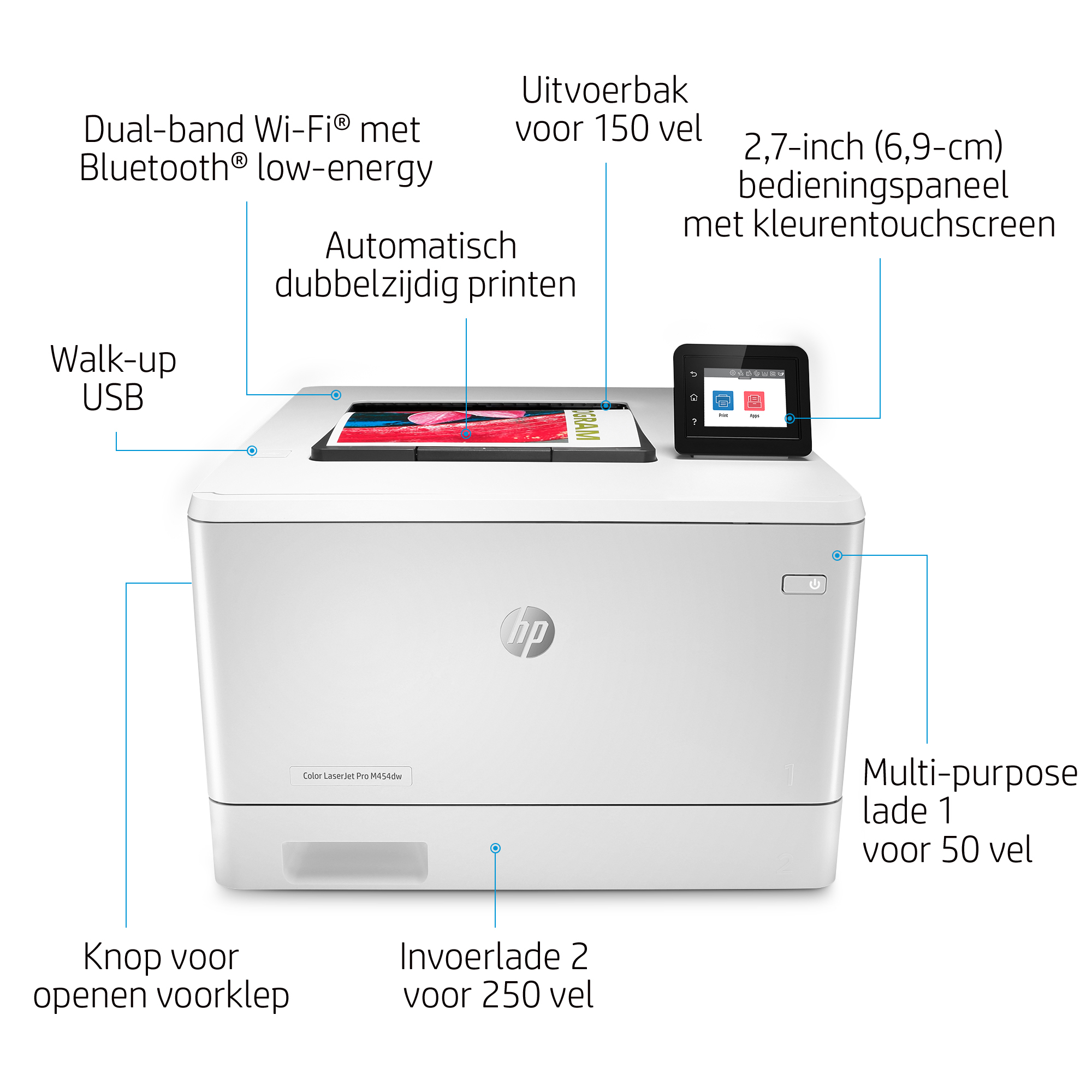 HP LaserJet Pro M454dw Wireless Color Printer, Duplex. Print technology: Laser, Maximum resolution: 600 x 600 DPI, Print s