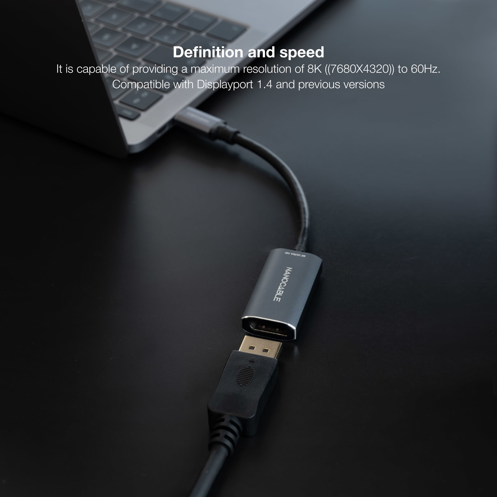 Resim Nanocable 10.16.4104-G USB-C - DisplayPort Adaptör Kablosu, 0.15m, Gri