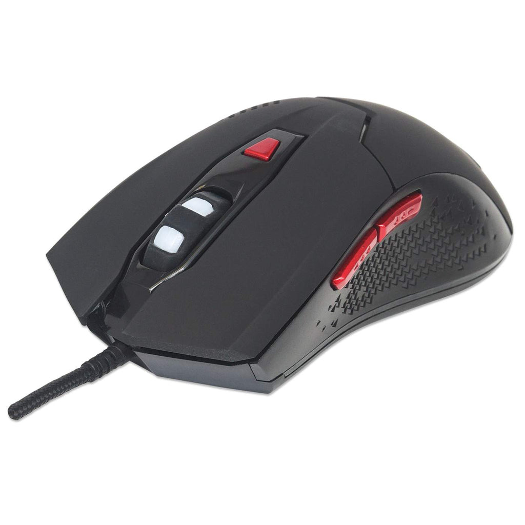 MOUSE OPTICO GAMING,MANHATTAN,176071, USB 6 BOTONES NEGRO C/LUZ