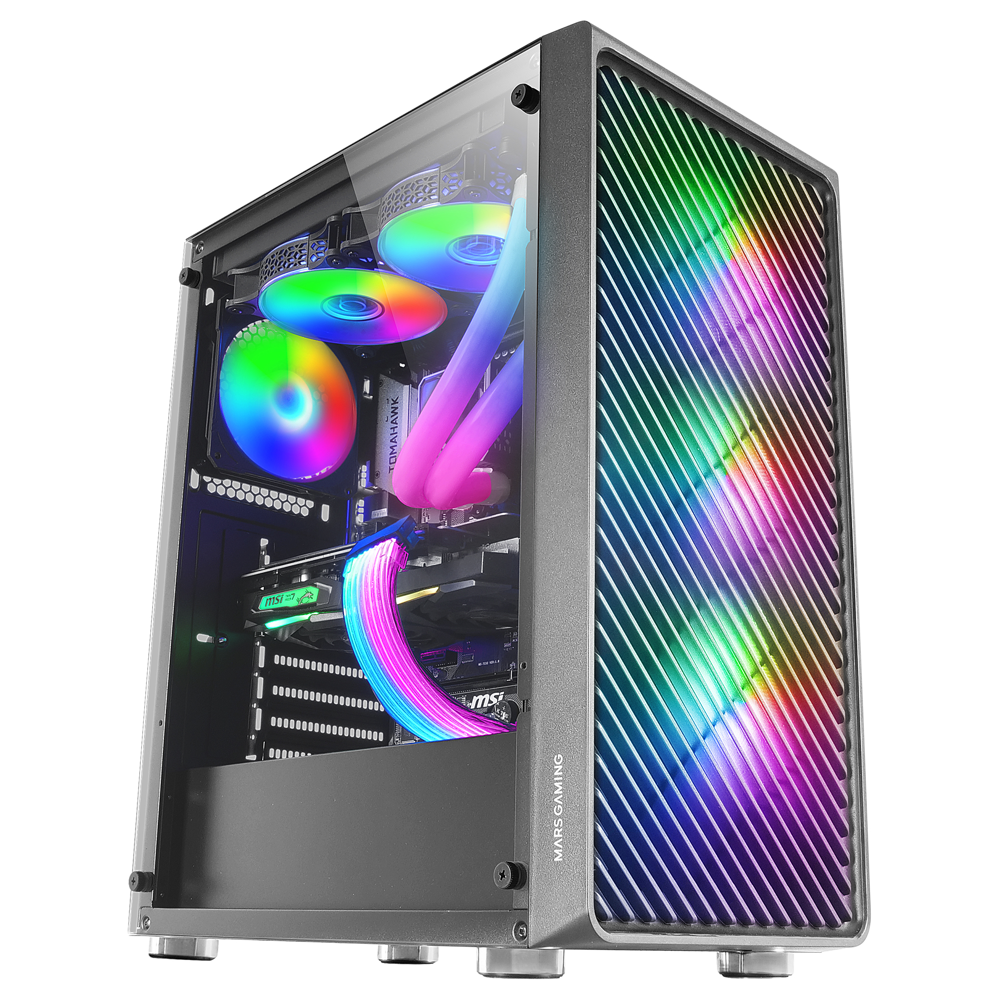 Mars Gaming MC-F Black, ATX Gaming Semitower, Full Tempered Glass Window, Metal-Mesh Front – image 3