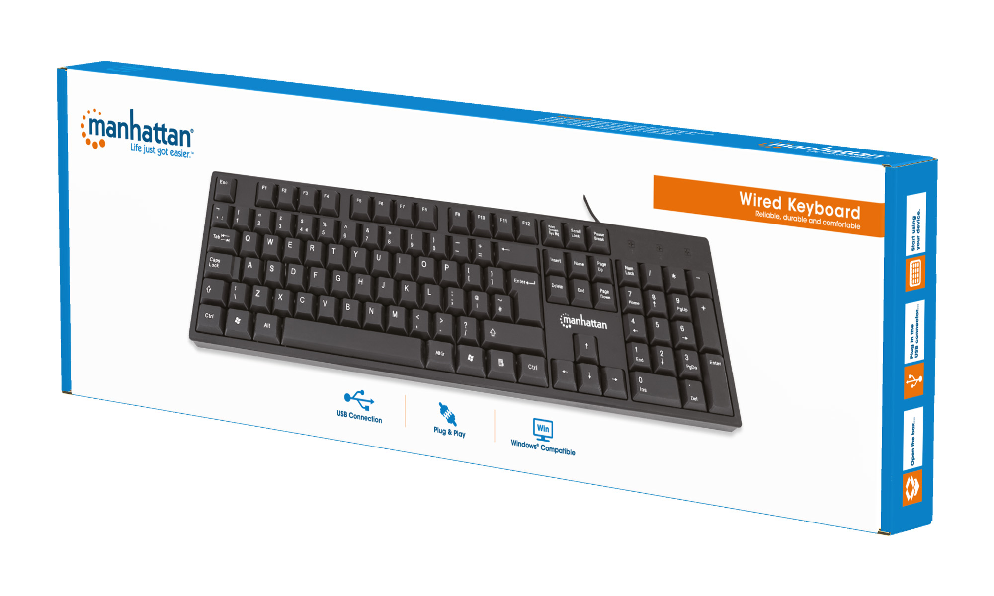 Manhattan Keyboard USB Wired, Black, Full Size Keys, Cable 1.5m, USB-A connection, Plug and Play, Three Year Warranty – image 8