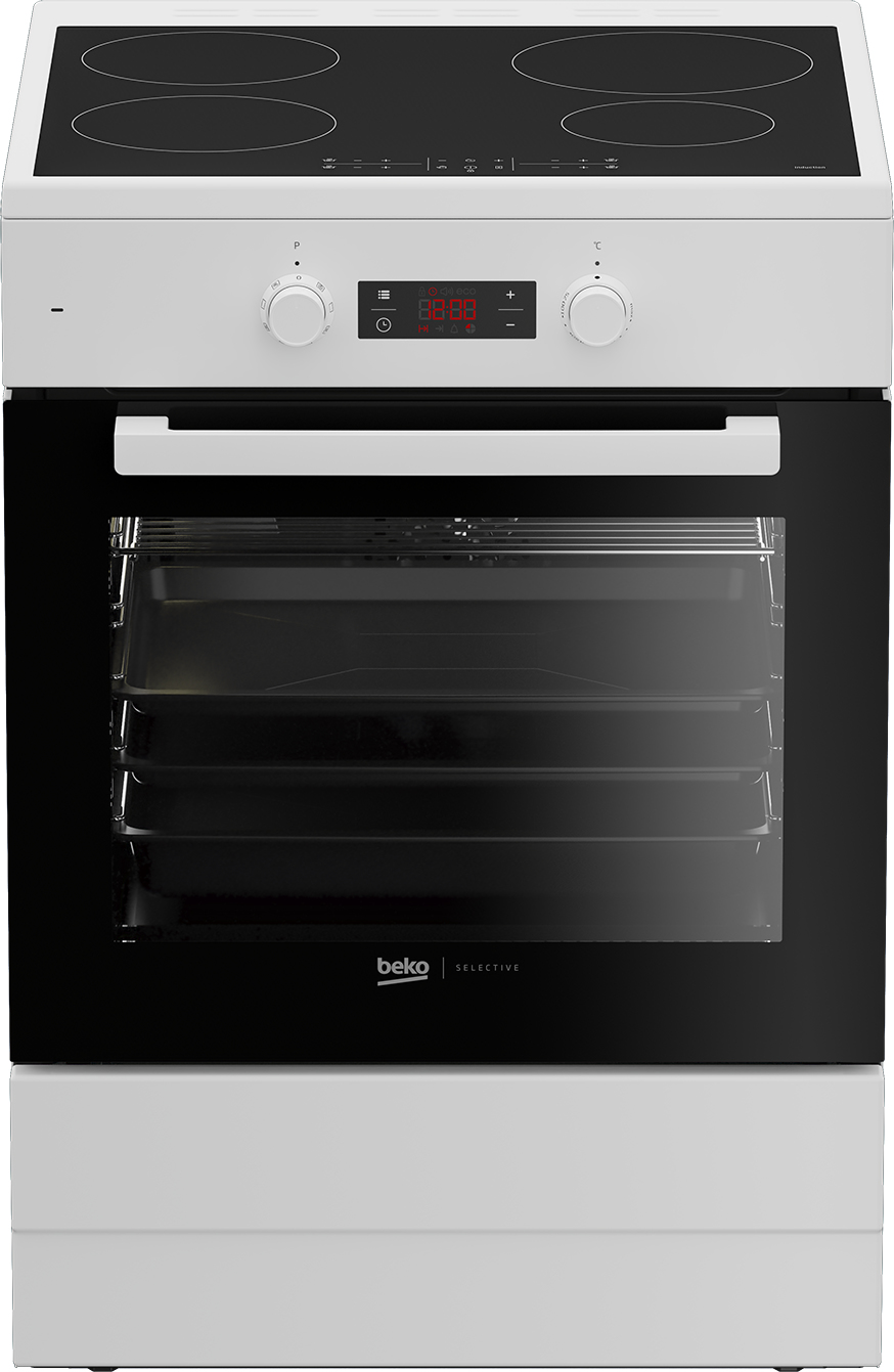 Beko FSM69301GWS cooker Freestanding cooker Electric Zone induction hob White – image 1