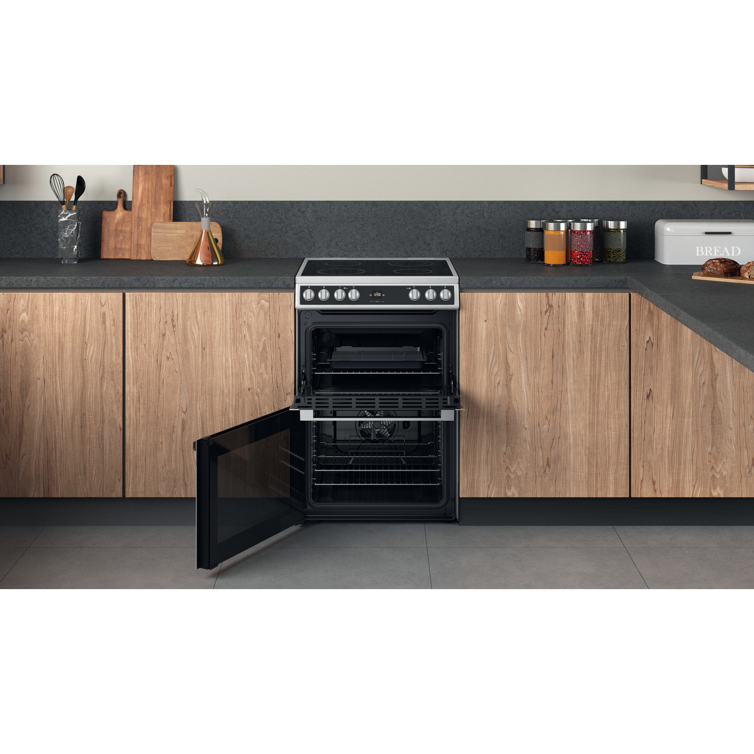 Hotpoint HDT67V9H2CX/UK Freestanding cooker Ceramic hob Silver – image 9