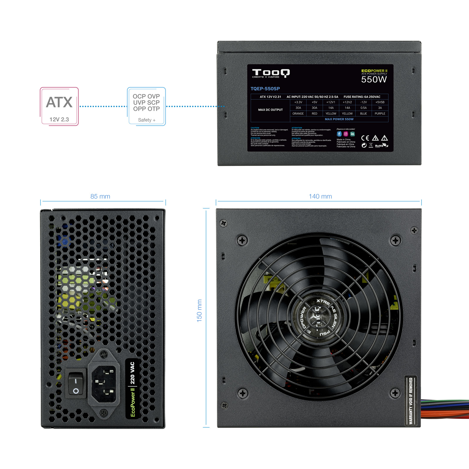 TooQ TQEP-550SP power supply unit 550 W 20+4 pin ATX ATX Black image 6