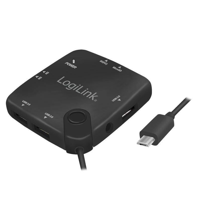 LogiLink UA0345 interface hub USB 2.0 Micro-B 480 Mbit/s Black – image 1