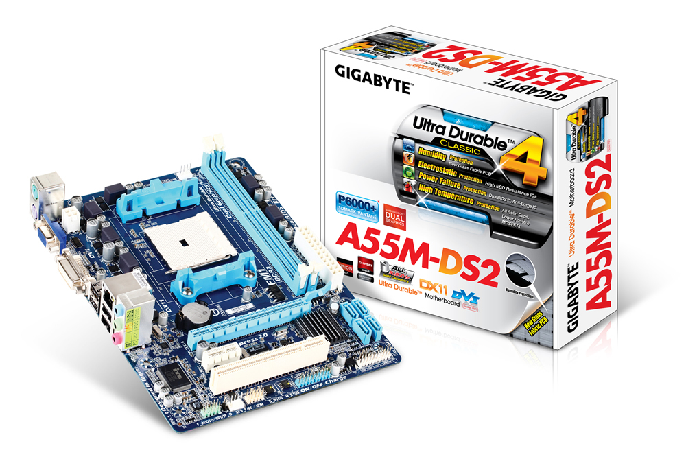 GIGABYTE GA-A55M-DS2 motherboard AMD A55 Socket FM1 micro ATX image 2