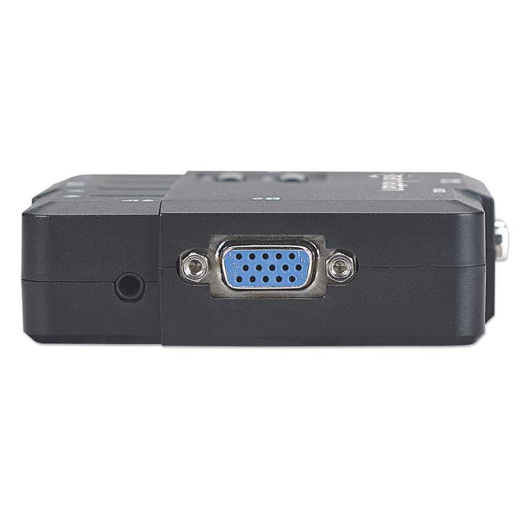 Manhattan KVM Switch Compact 2-Port, 2x USB-A, Cables included, Audio Support, Control 2x computers from one pc/mouse/screen, Black, Lifetime Warranty, Boxed – image 8