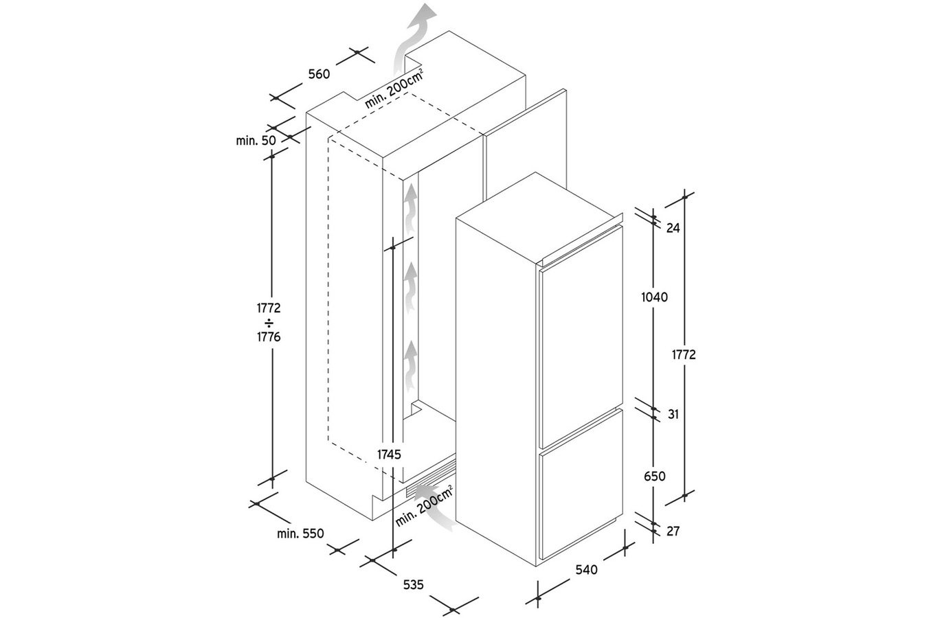 Rosieres RBBF178 fridge-freezer Built-in – image 2