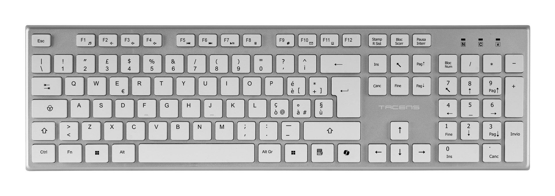 Tacens 6ZENITHWIT keyboard Mouse included Home/Office RF Wireless QWERTY Italian Silver, White – image 3