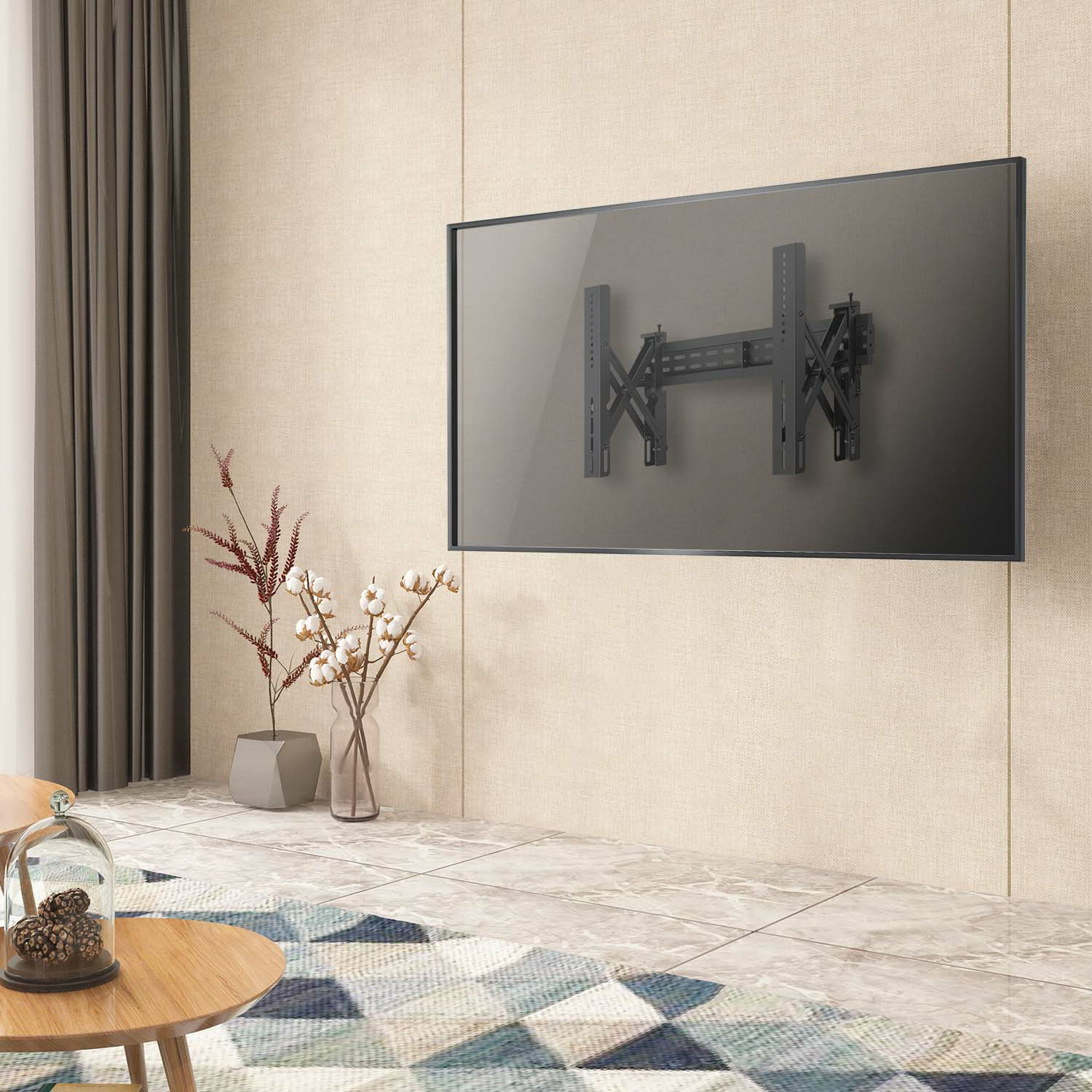 Resim AISENS Sabit Seviyelenebilir Videowall Askısı, Pop-Out Fonksiyonlu, 37-70" TV'ler İçin (Maks 70kg), Siyah