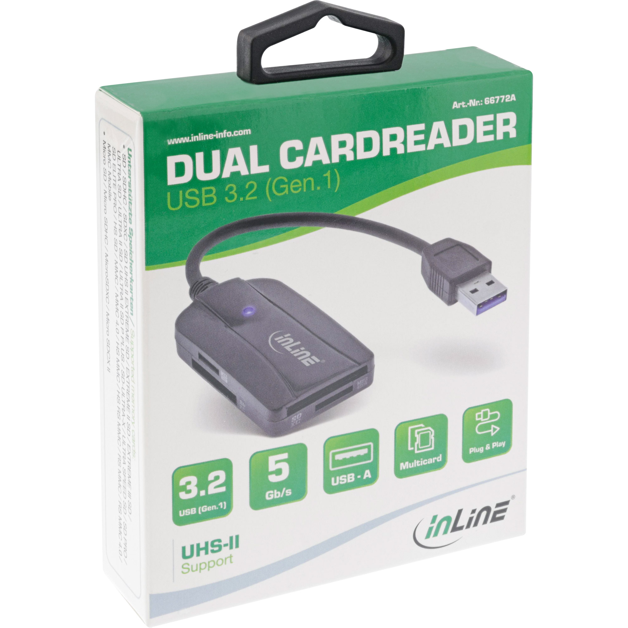 InLine Card reader USB 3.1 USB-A, for SD/SDHC/SDXC, microSD, UHS-II compatible – image 3