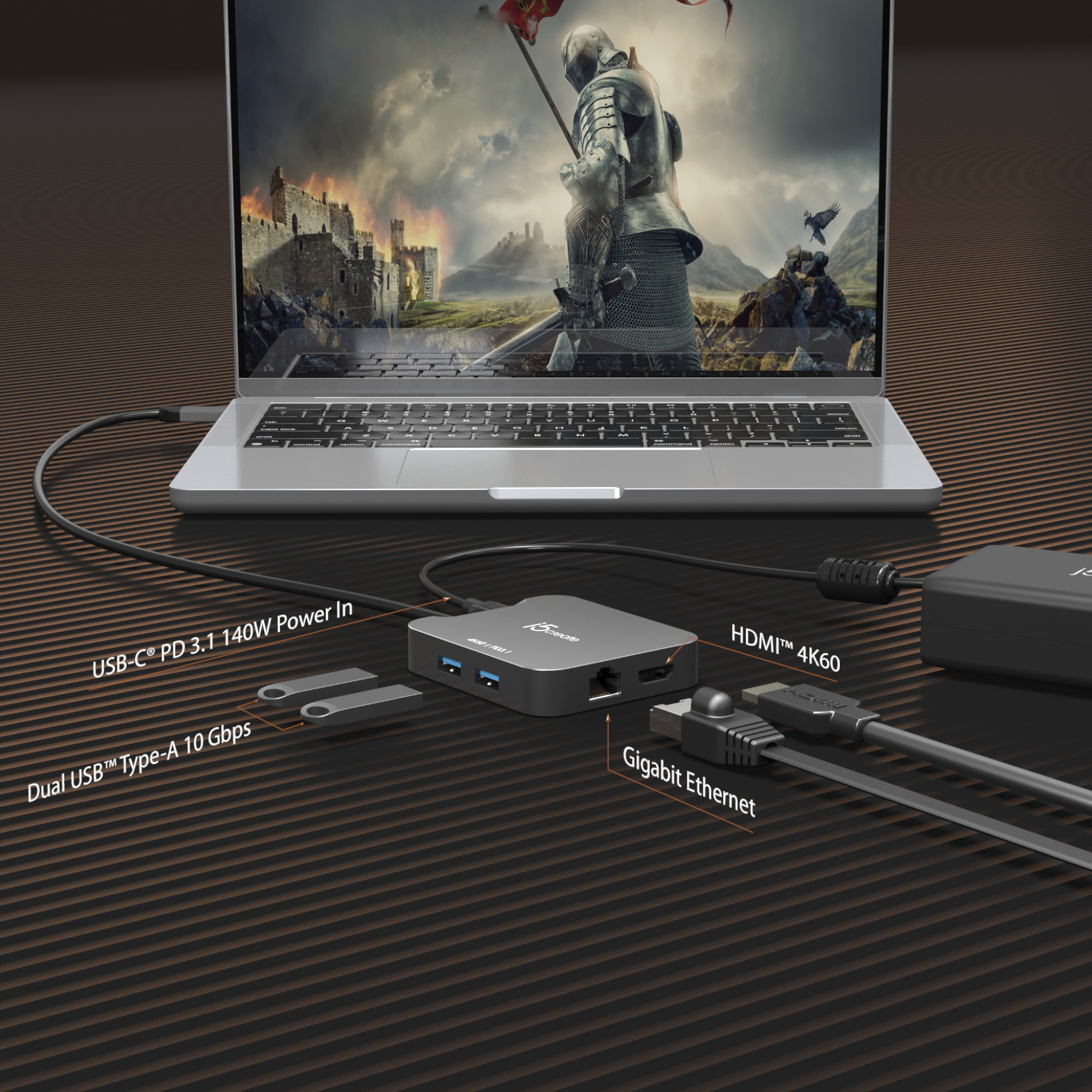 j5create JCD3191 4K60 Elite USB-C® Travel Adapter, Black – image 4