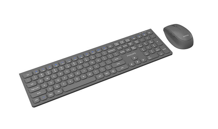 Philips 6000 series SPT6627G/93 keyboard Mouse included Universal RF Wireless + Bluetooth QWERTY English Grey – image 2