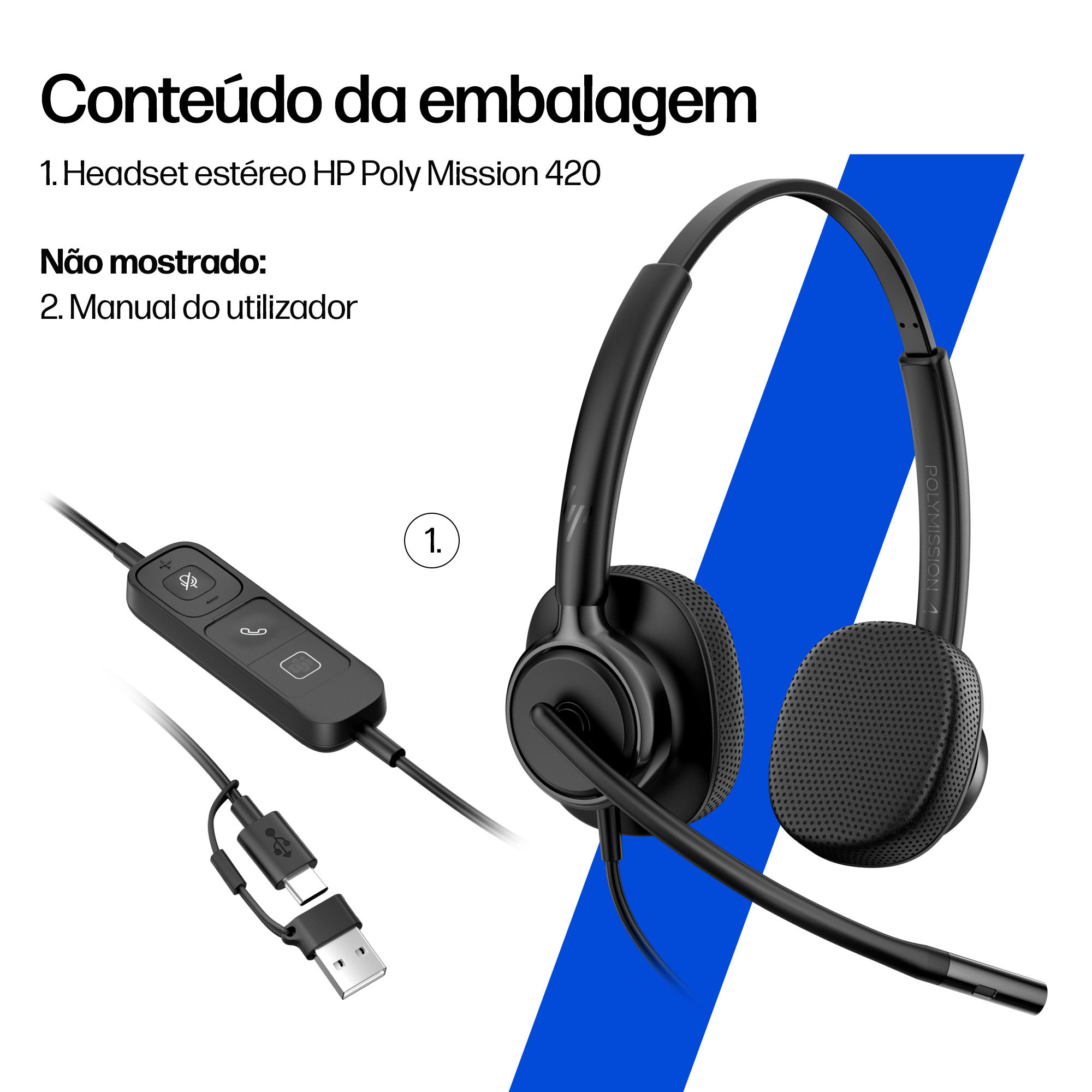 HP Poly Headset monaural USB com fios Mission 415 (a granel) — miniatura 6