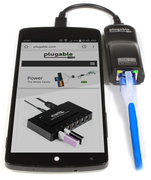Plugable Technologies USB 2.0 OTG Micro-B to 100Mbps Fast Ethernet Adapter Compatible with Windows Tablets, Raspberry Pi Zero, and Some Android Devices (ASIX AX – image 2