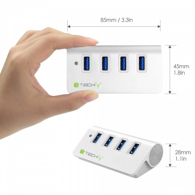 Techly USB 3.0 Super Speed Hub 4 Port A Female Aluminum IUSB3-TLY430 – image 7