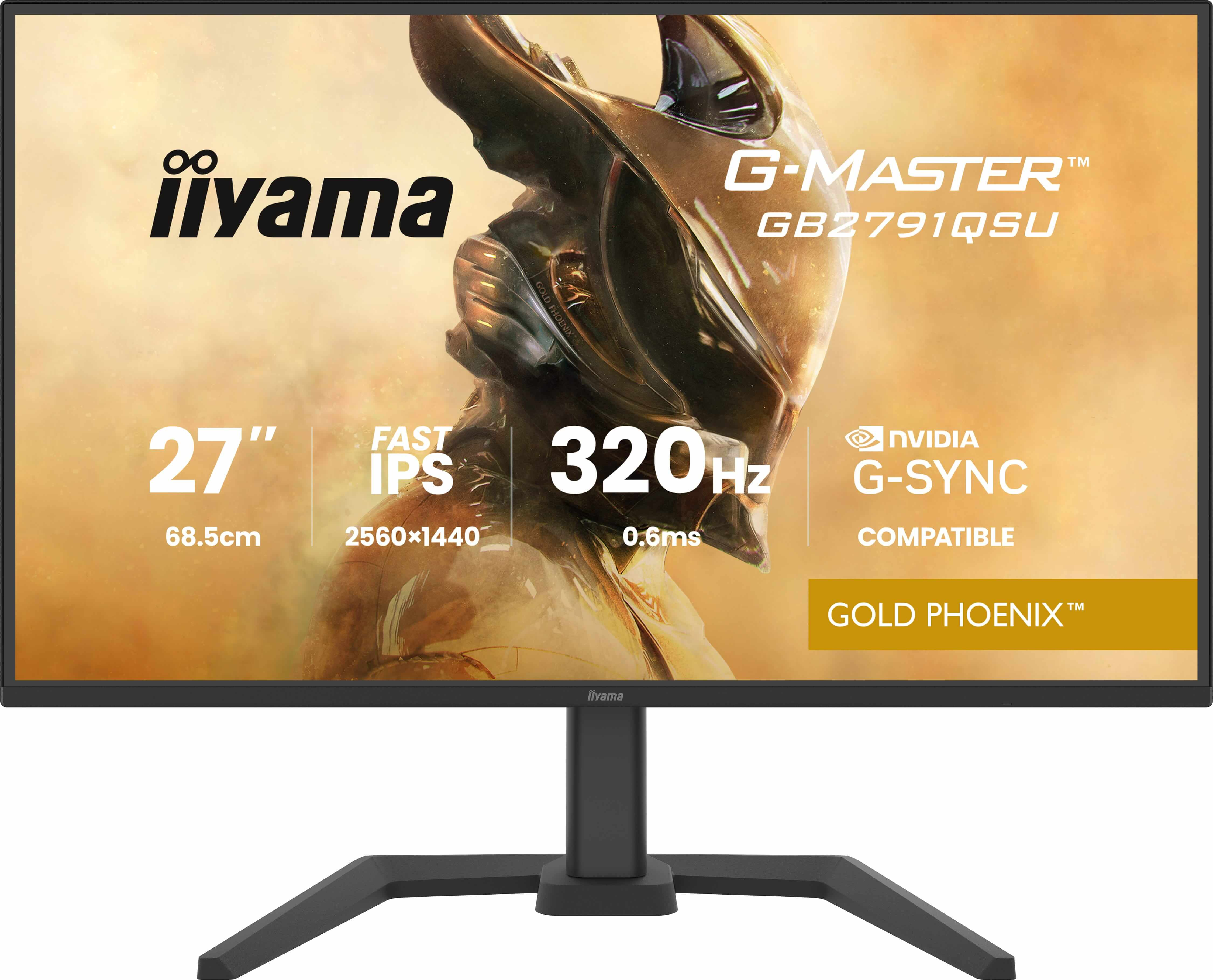 iiyama G-MASTER Gold Phoenix GB2791QSU-B1 - LED monitor - gaming - 27" - 2560 x 1440 WQHD @ 320 Hz - Fast IPS - 350 cd/m� - 1000:1 - HDR10 - 0.6 ms - 2xHDMI, DisplayPort - speakers - matte black