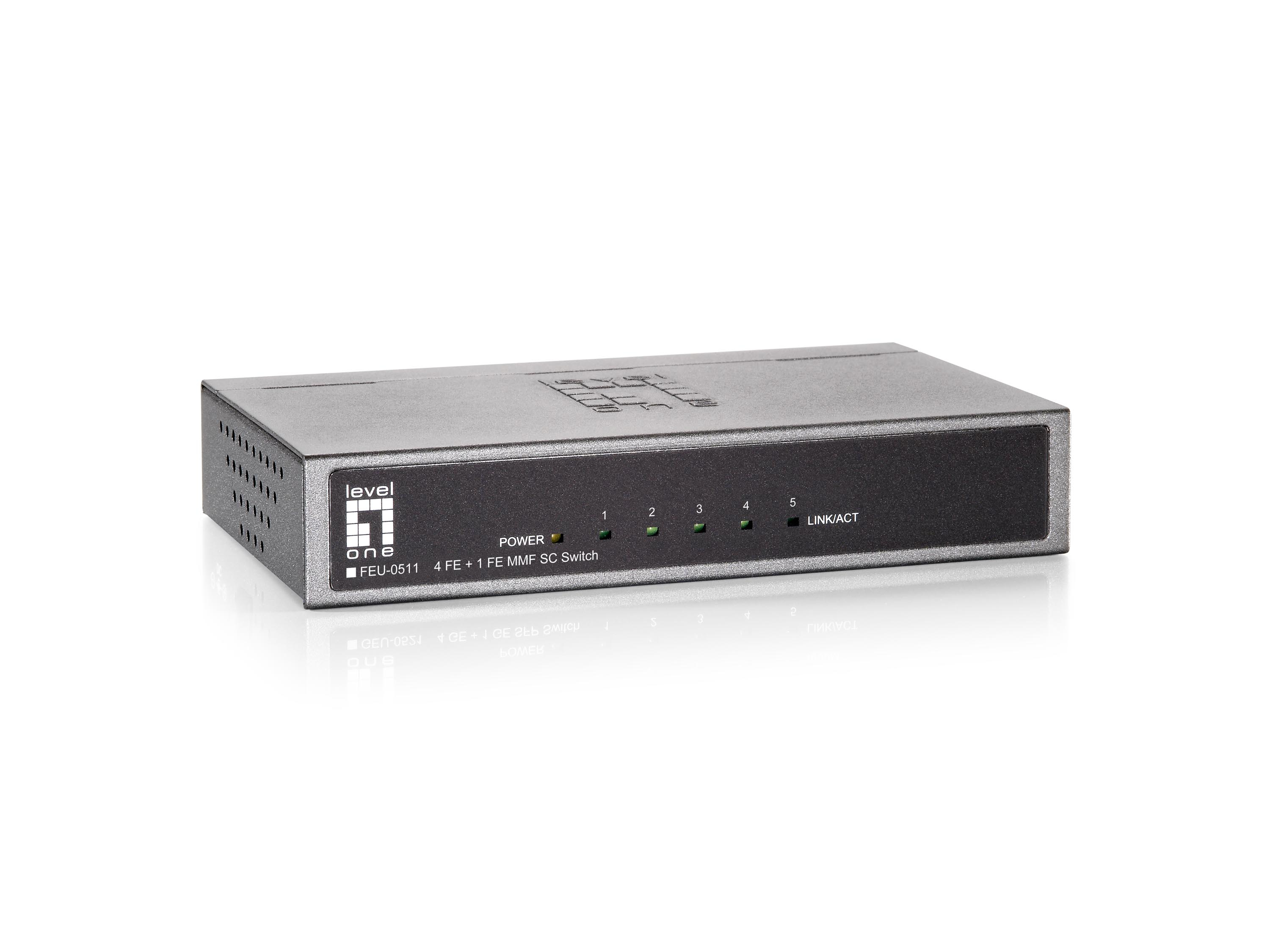 LevelOne FEU-0511 switch di rete Fast Ethernet (10/100) Nero Grigio